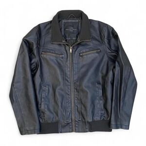 Vintage Sean John G3 Black Moto Leather Jacket Adult Large Full Zip 90s Y2K VTG